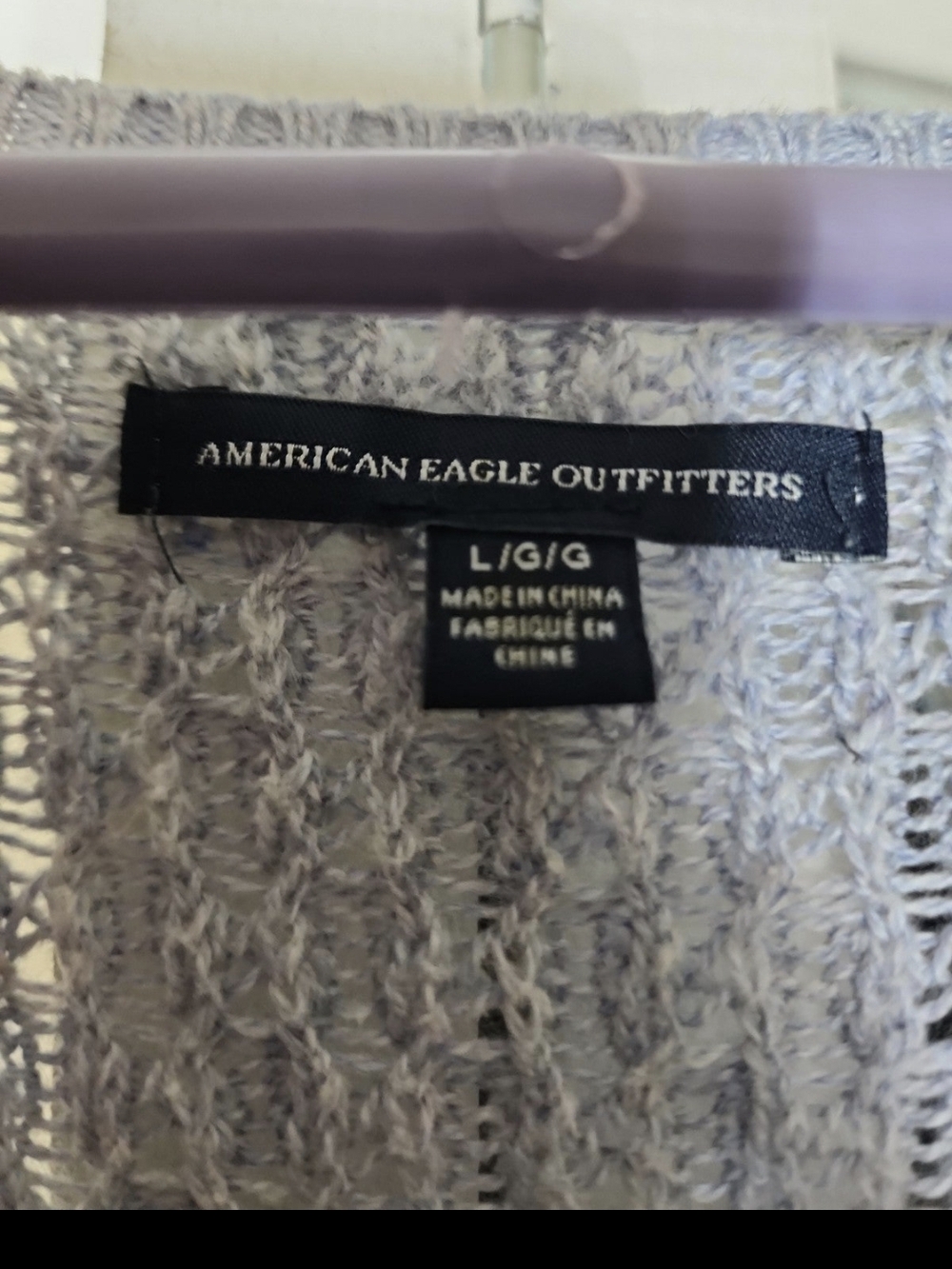 American Eagle Outfitters Light Lavender V-Neck Knit Sweater - Picture 2 of 3